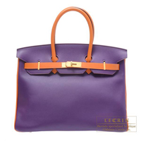 Hermes　Personal Birkin bag 35　Ultraviolet/Orange　Swift leather　Mat Gold  hardware