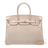 Hermes　Birkin bag 35　Argile　Grizzly leather/Swift leather　Champagne gold