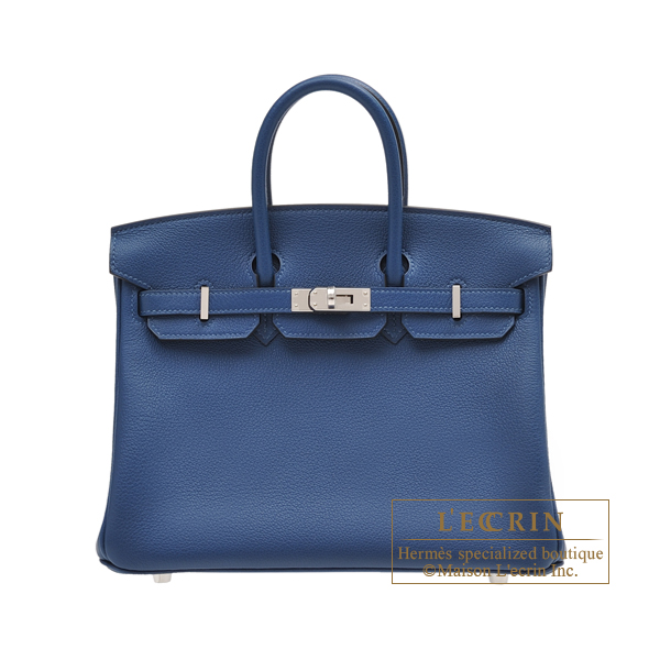 Hermes　Birkin bag 25　Deep blue　Novillo leather　Silver hardware