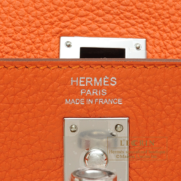 Hermes　Kelly bag 25　Retourne　Feu　Togo leather　Silver hardware