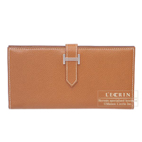 Hermes　Bearn bi-fold wallet　Cognac　Epsom leather　Silver hardware