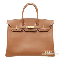 Hermes　Birkin bag 35　Cognac　Epsom leather　Gold hardware