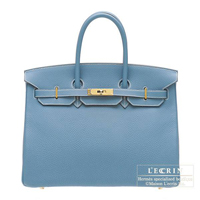 Hermes　Birkin bag 35　Blue jean　Togo leather　Gold hardware