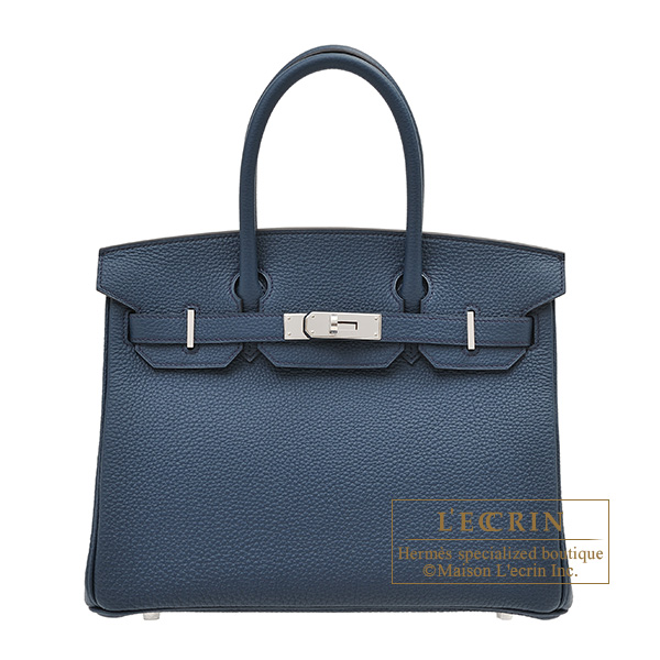 Hermes　Birkin bag 30　Blue de presse　Togo leather　Silver hardware
