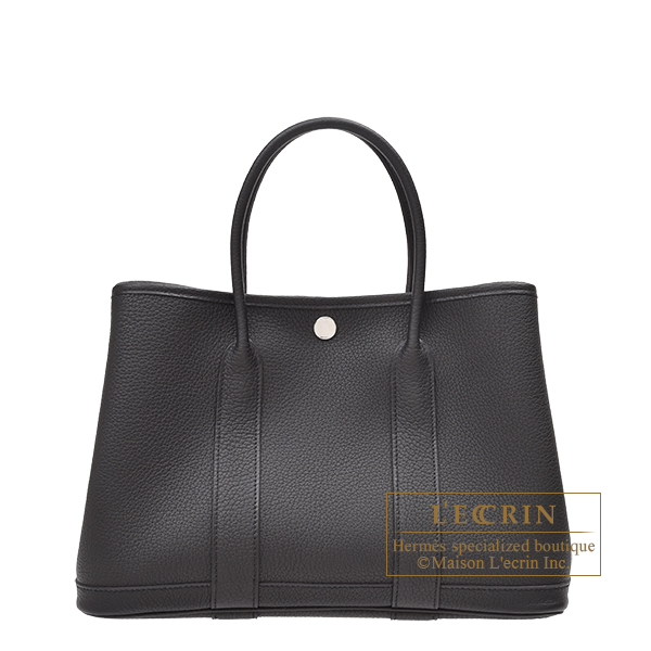 Hermes　Garden Party bag 30/TPM　Black　Negonda leather　Silver hardware