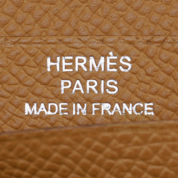Hermes　Bearn Soufflet　Gold　Epsom leather　Silver hardware