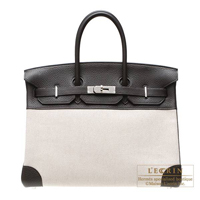 Hermes　Birkin bag 35　Ebene　Toile H/Clemence leather　Silver hardware
