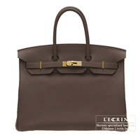 Hermes　Birkin bag 35　Chocolat　Togo leather　Gold hardware
