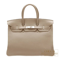 Hermes　Birkin bag 35　Gris tourterelle　Clemence leather　Silver hardware