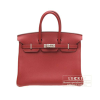 Hermes　Birkin bag 25　Rouge garance　Togo leather　Silver hardware