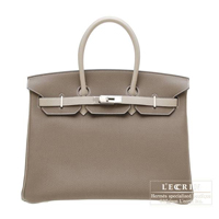 Hermes　Personal Birkin bag 35　Etoupe grey/Gris tourterelle　Togo leather　Silver  hardware