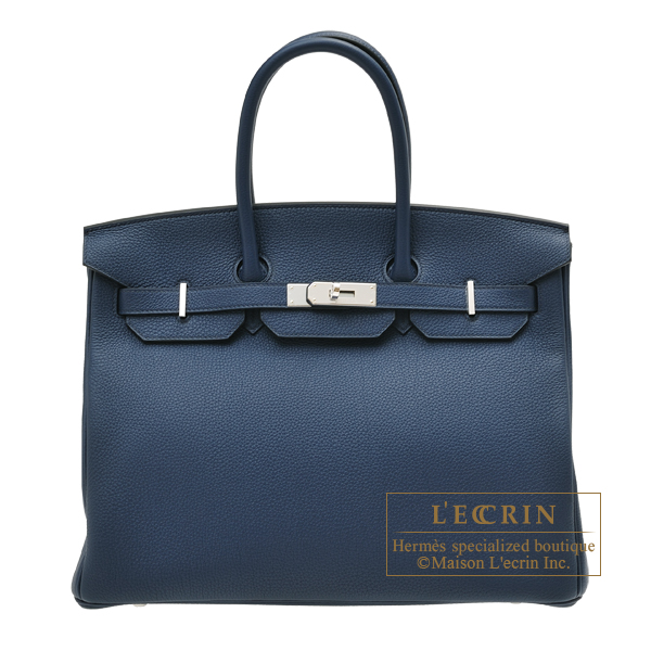 Hermes　Birkin bag 35　Blue de presse　Togo leather　Silver hardware