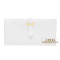Hermes　Bearn Soufflet　White　Epsom leather　Gold hardware
