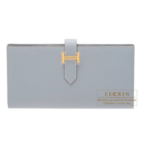 Hermes　Bearn Soufflet　Blue lin　Epsom leather　Gold hardware