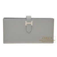 Hermes　Bearn Soufflet　Gris mouette　Epsom leather　Silver hardware