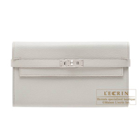 Hermes　Kelly wallet long　Pearl grey　Chevre myzore goatskin　Silver hardware