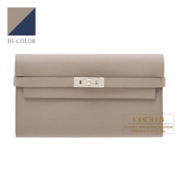 Hermes　Kelly wallet long Verso　Gris asphalt/Blue indigo　Epsom leather　Silver hardware