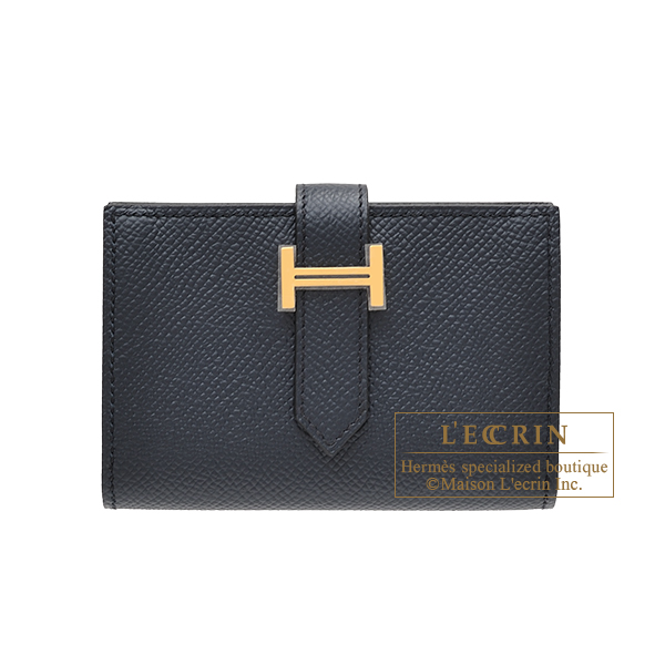 Hermes　Bearn Mini wallet　Blue indigo　Epsom leather　Gold hardware