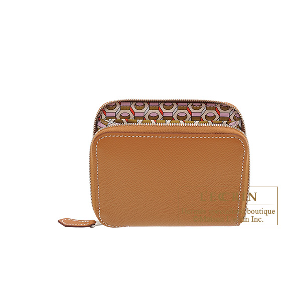 Hermes　Azap　Silk In Compact　Gold/　Mauve sylvestre　Epsom leather/　Silk　Silver hardware