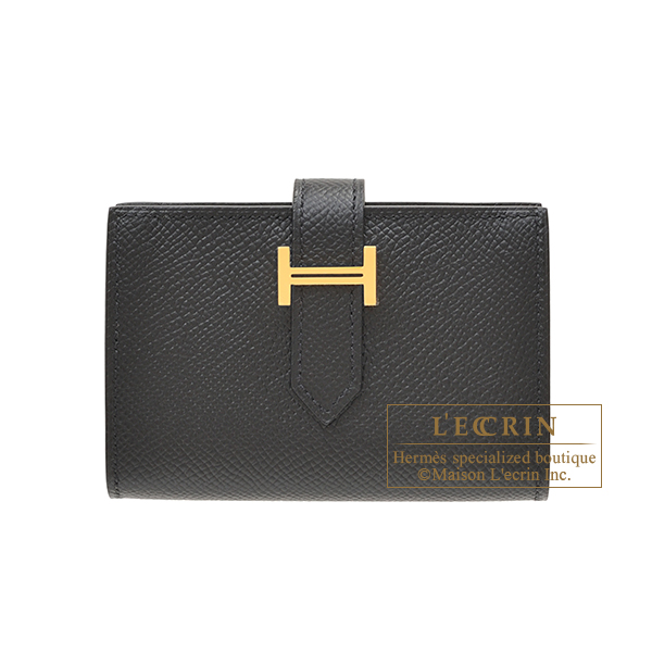 Hermes　Bearn Mini wallet　Black　Epsom leather　Gold hardware