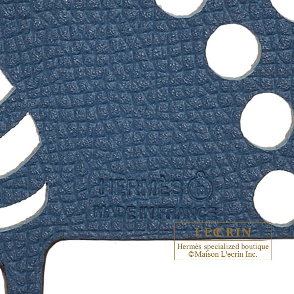 Hermes　Petit H　Peacock　Light brown/　Dark blue　Clemence leather/　Epsom leather