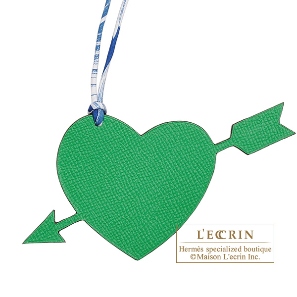 Hermes　Petit H　Pierced Heart　Green/　Navy　Clemence leather/　Epsom leather