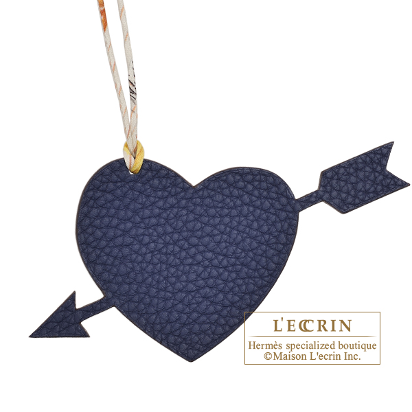 Hermes　Petit H　Pierced Heart　Navy/　Dark brown　Clemence leather/　Epsom leather