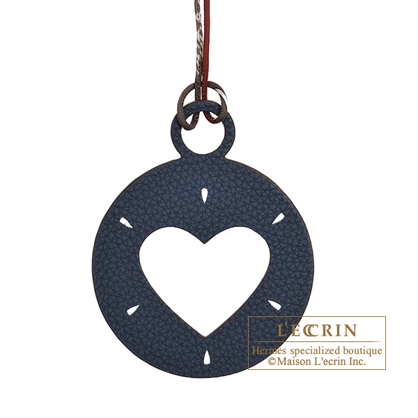 Hermes　Petit H　Heart Charm　Navy/　Pink　Clemence leather/　Epsom leather