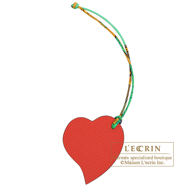 Hermes　Petit H PM　Heart Charm　Red/Green　Clemence leather/　Epsom leather