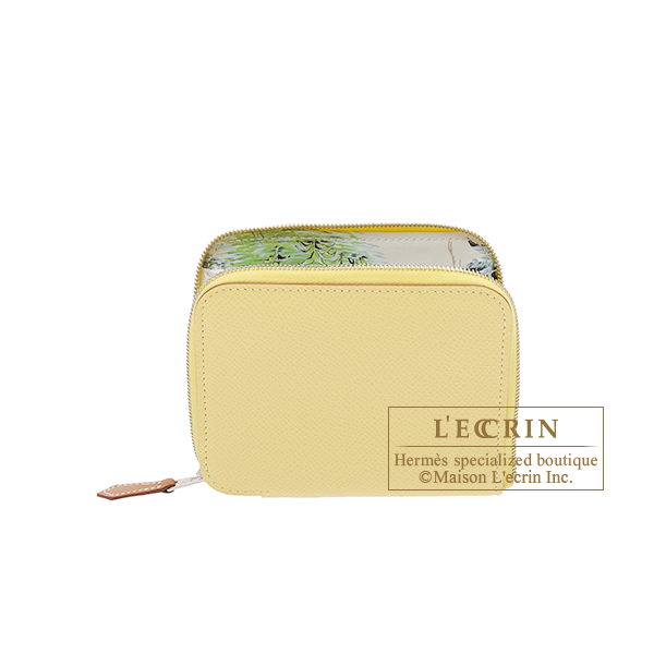 Hermes　Azap　Silk In Compact　Jaune poussin/　Nata　Epsom leather/　Silk　Silver hardware