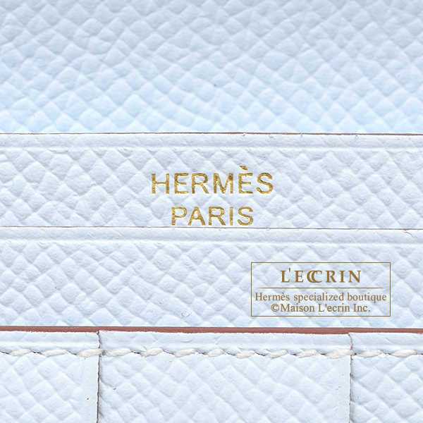 Hermes　Bearn Soufflet Verso　Sesame/　Blue brume　Epsom leather　Gold hardware