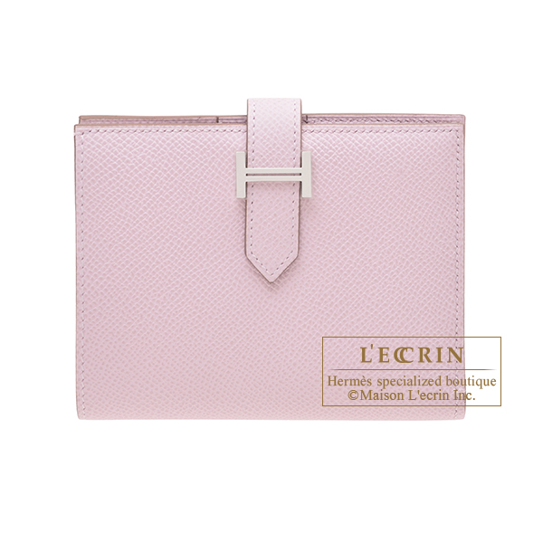 Hermes　Bearn compact wallet　Mauve pale　Epsom leather　Silver hardware