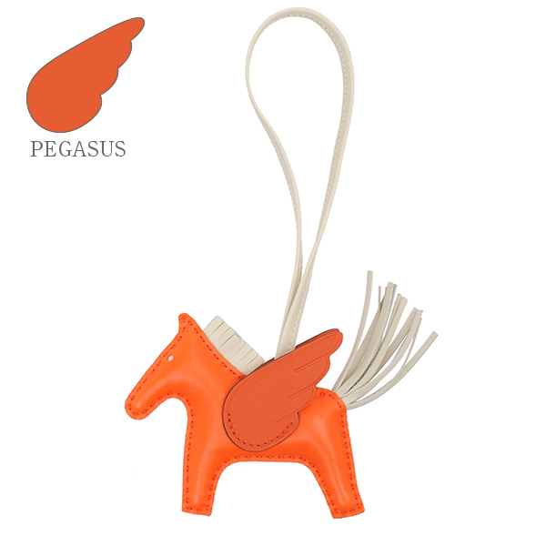 Hermes　Rodeo charm Pegasus PM　Orange poppy/Craie/Terre battue　Agneau/Swift leather