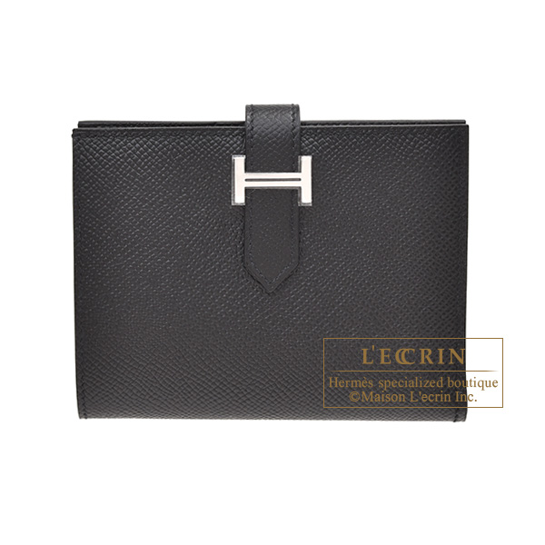 Hermes　Bearn compact wallet　Black　Epsom leather　Silver hardware