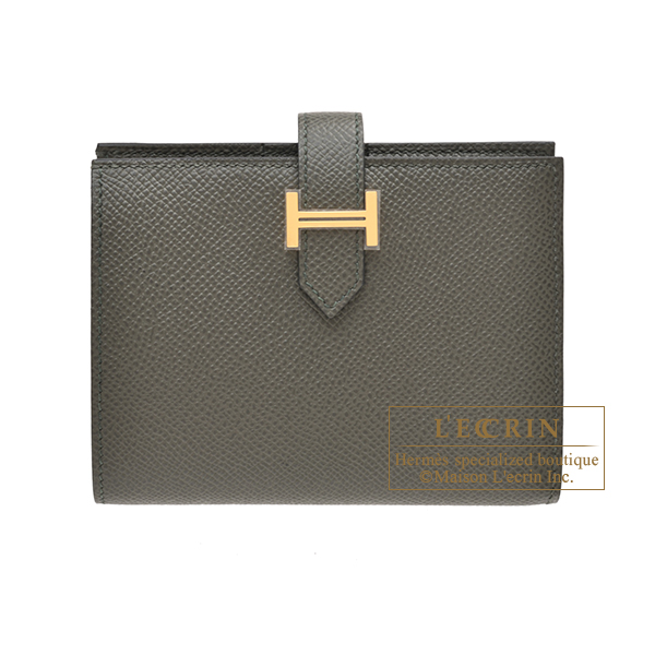 Hermes　Bearn compact wallet　Vert gris　Epsom leather　Gold hardware