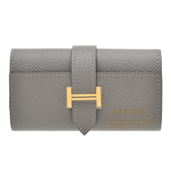 Hermes　Bearn key case/4 key holder　Gris meyer　Epsom leather　Gold hardware
