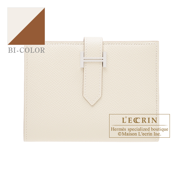 Hermes　Bearn compact Verso　Craie/　Gold　Epsom leather　Silver hardware