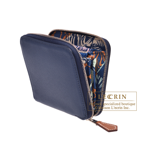 Hermes　Azap　Silk In Compact　Blue de presse/　Blue navy　Epsom leather/　Silk　Silver hardware