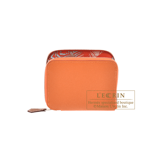 Hermes　Azap　Silk In Compact　Orange/　Capucine　Epsom leather/　Silk　Silver hardware