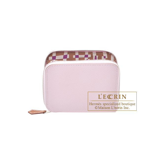 Hermes　Azap　Silk In Compact　Mauve pale/　Chai　Epsom leather/　Silk　Silver hardware