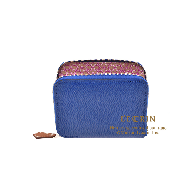 Hermes　Azap　Silk In Compact　Blue royal/　Chai　Epsom leather/Silk　Silver hardware