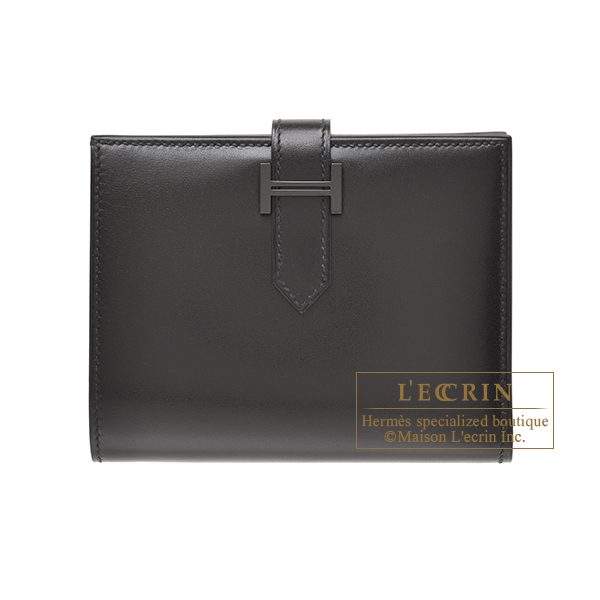 Hermes　Bearn Compact Monochrome　So-black　Black　Box calf leather　Black hardware