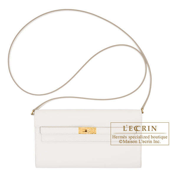 Hermes　Kelly Long To Go　Gris pale　Epsom leather　Gold hardware