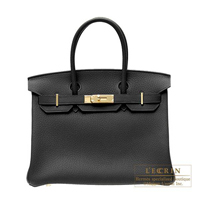 Hermes　Birkin bag 30　Black　Fjord leather　Gold hardware