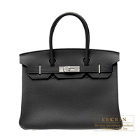Hermes　Birkin bag 30　Black　Fjord leather　Silver hardware