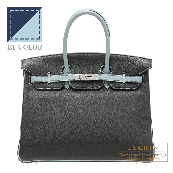 Hermes　Personal Birkin bag 35　Blue indigo/Ciel　Clemence leather　Silver hardware