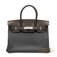 Hermes　Personal Birkin bag 30　Black/Ebene　Clemence leather　Silver hardware