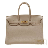 Hermes　Birkin bag 35　Gris tourterelle　Clemence leather　Gold hardware