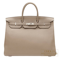 Hermes　Birkin bag 40　Gris tourterelle　Togo leather　Silver hardware