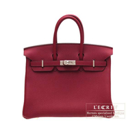 Hermes　Birkin bag 25　Ruby　Togo leather　Silver hardware